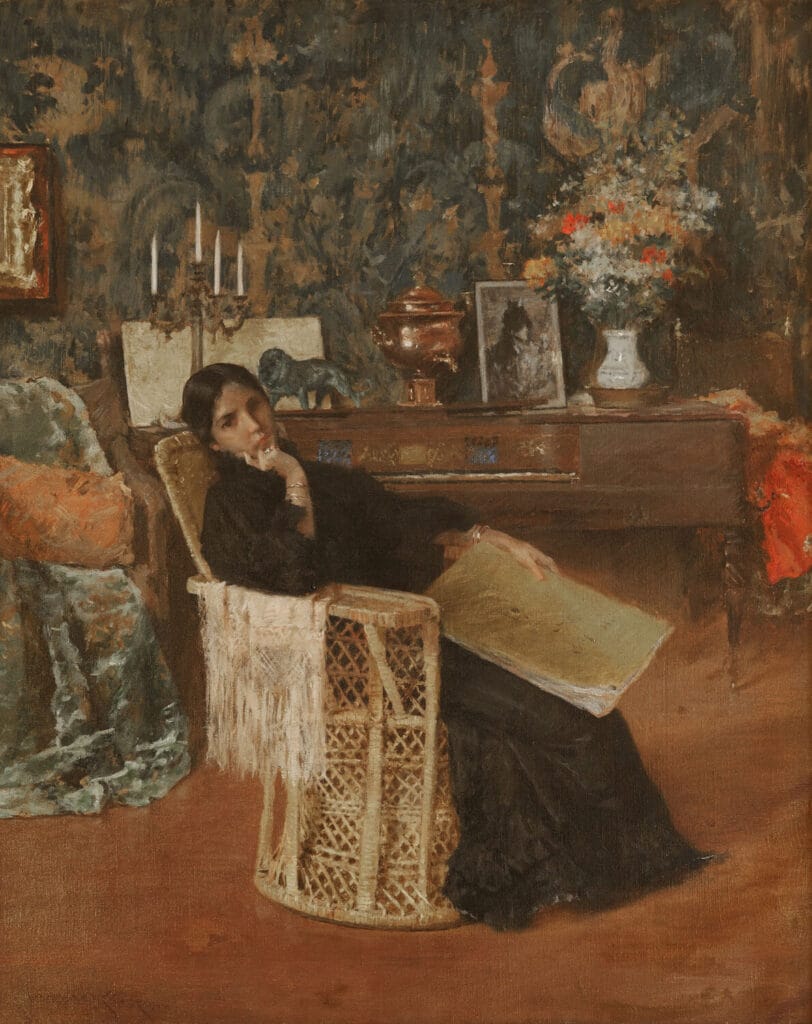 William Merritt ChaseIn the Studiooil on canvas
29 by 23 ½ in. (73.7 by 59.7 cm.)
Executed in 1892