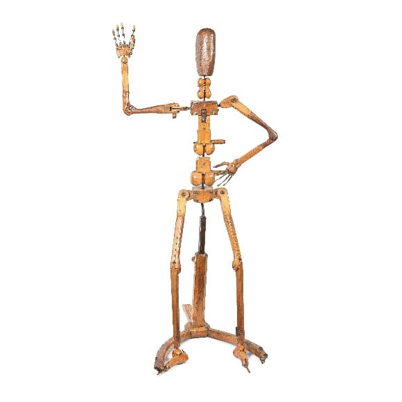 Life-sized carved and stained beech lay figure or artist's mannequin. Estimate: £3,000-5,000