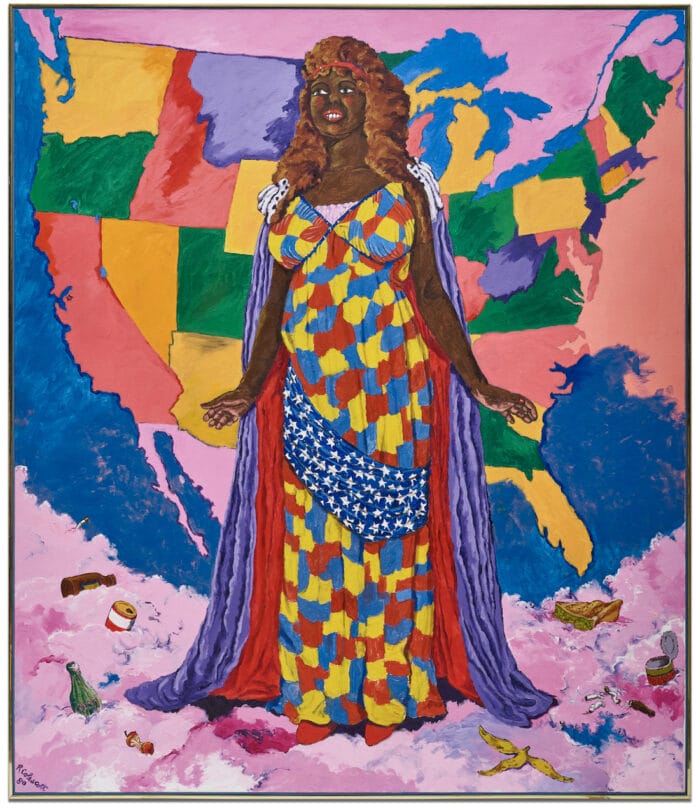 Miss Liberty (1980) by Robert Colescott (1925-2009), sold for $4.5 million.