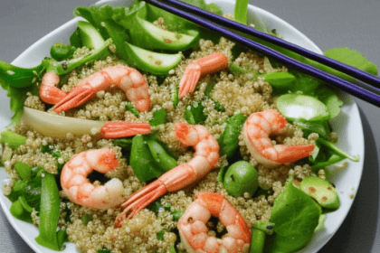 Salade asiatique de quinoa et de crevettes
