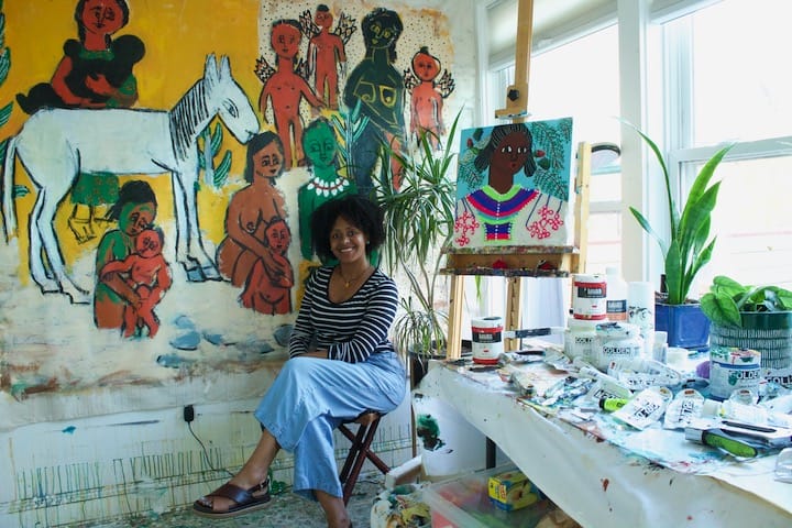 Meron Engida Hawke in her studio, 2023. Courtesy of the artist and Morton Fine Art