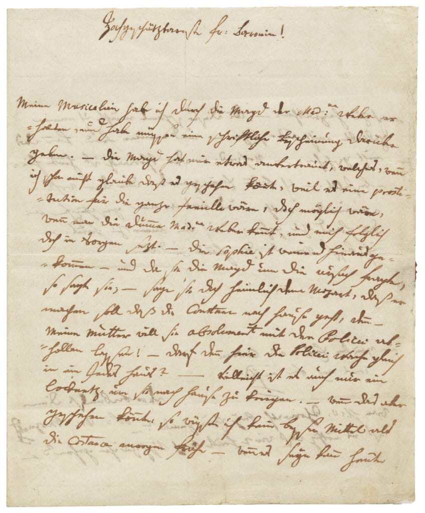 WOLFGANG AMADEUS MOZART (1756-1791), Autograph letter, signed, in German, (Vienna, shortly before 4 August 1782).

Estimate: £300,000–500,000/€350,000-570,000