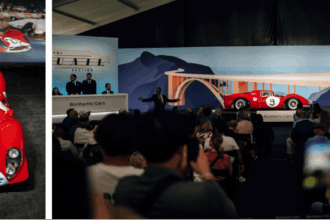 The live sale at Bonhams|Cars Quail Auction on August 18, featuring the 1967 Maranello Concessionaires’ Ferrari 412P, chassis 0854, which sold for $30.25 million.