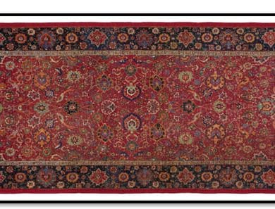 Royal Safavid red-ground 'palmette and bird' carpet