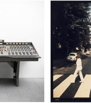 Left: The EMI TG12345 Mk I Recording Console Used By The Beatles at Abbey Road Studios to Record Their Groundbreaking Album 'Abbey Road' Estimate on request. Right: Iain Macmillan (British, 1938-2006) One of Two prints of The Beatles on Abbey Road, 1969. Estimate: £18,000 - 20,000.