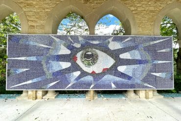 The 'Psychedelic Eye' Mosaic Commissioned By John Lennon For His Swimming Pool At His Kenwood Home. Estimate: Refer to Department. Credit: Claire Carroll Photography / Bonhams