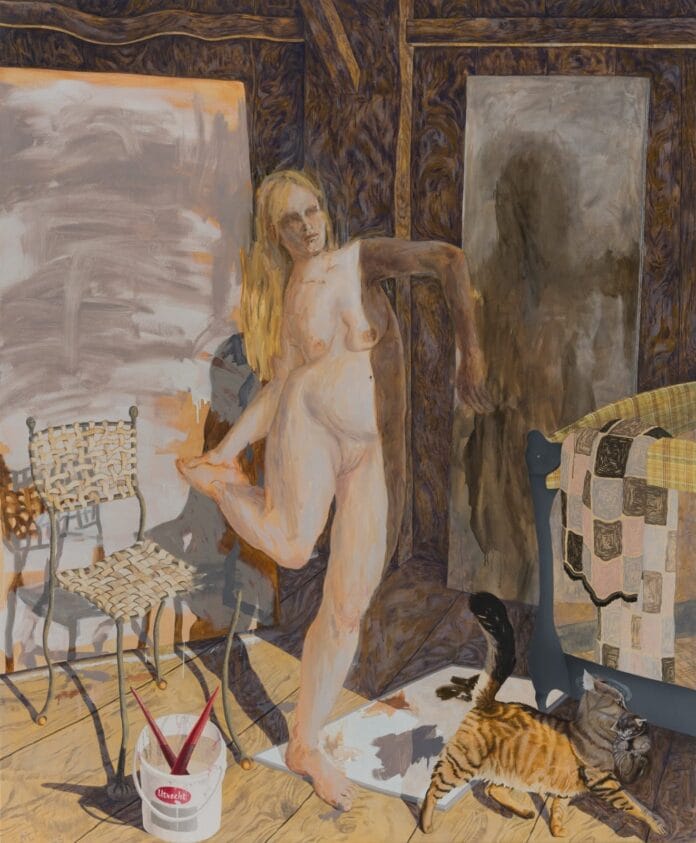 Elizabeth Malaska, The Doorway, 2023, Oil, flashe and pencil on canvas over panel, 80 x 66 inches, 203.2 x 167.64 cm.