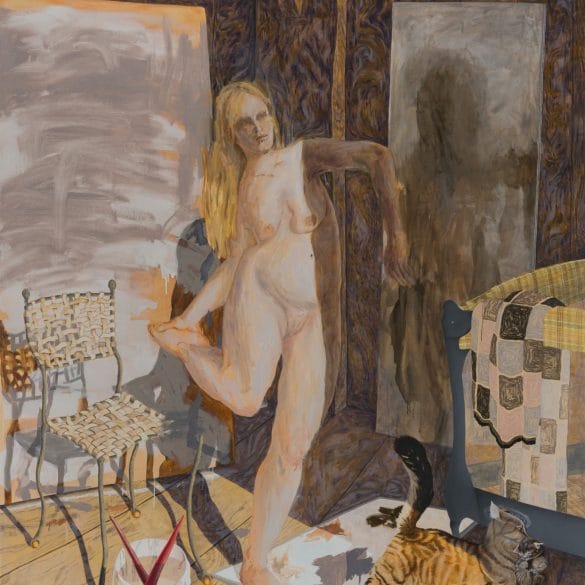 Elizabeth Malaska, The Doorway, 2023, Oil, flashe and pencil on canvas over panel, 80 x 66 inches, 203.2 x 167.64 cm.