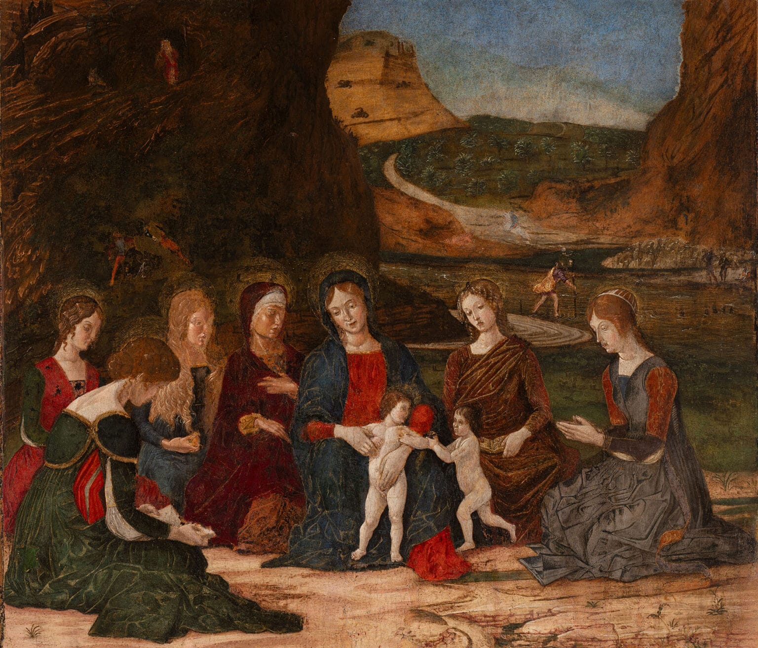 Madonna col Bambino. San Giovannino e sei sante
