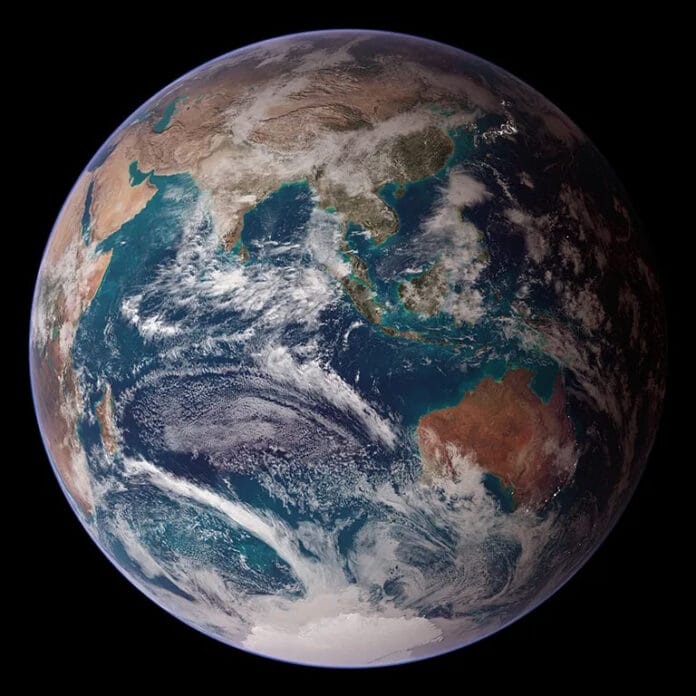 Artist’s concept of the Earth drawn from data from multiple satellite missions and created by a team of NASA scientists and graphic artists.
Credit: NASA Images By Reto Stöckli, Based On Data From NASA And NOAA