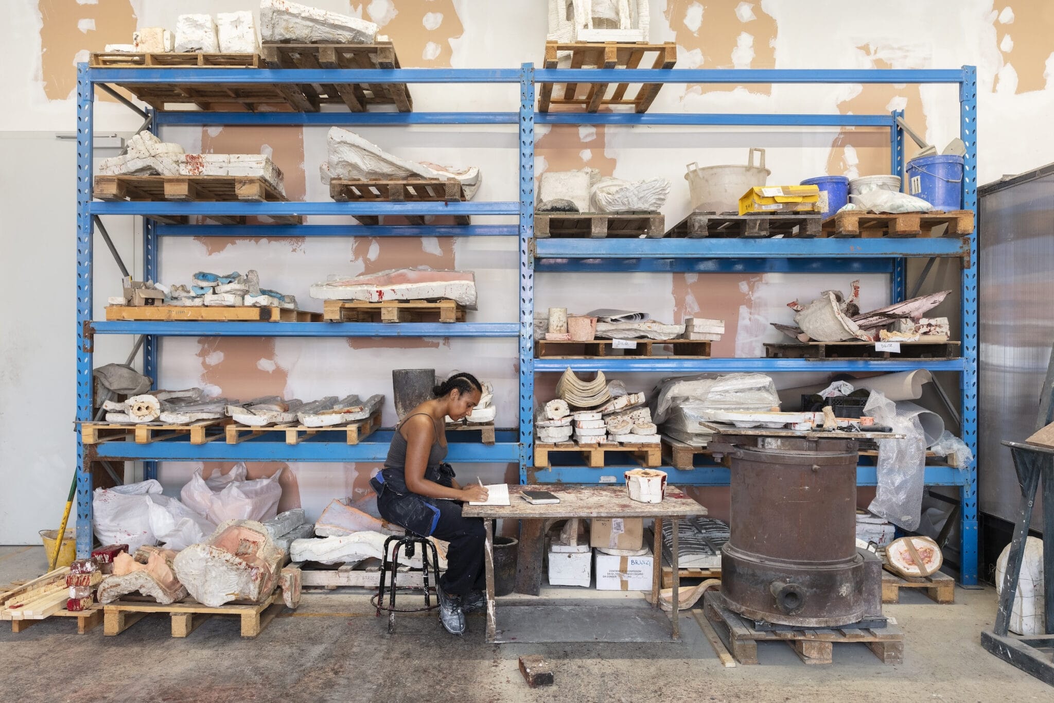 Dominique White at Fonderia Artistica Battaglia during her Italian residency, 2023. Photo: Andrea Rossetti/Héctor Chico