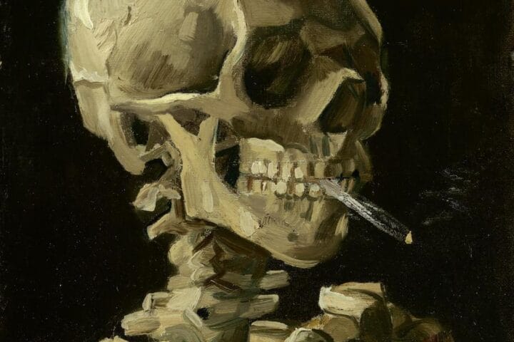 Vincent van Gogh: Head of a Skeleton with Burning Cigarette (1886). Van Gogh Museum, Amsterdam.