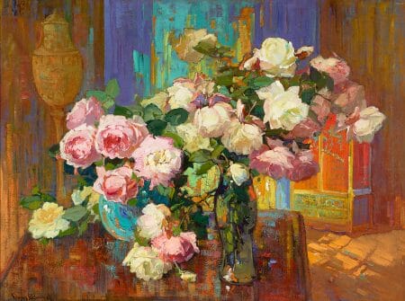 Roses by Franz Arthur Bischoff (1864-1929), estimated at $300,000 – 500,000.